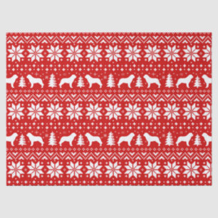 Saint Bernard Silhouettes Christmas Pattern Tissue Paper