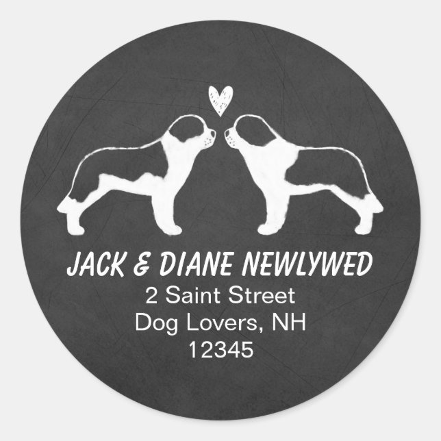 Saint Bernard Silhouettes Return Address Classic Round Sticker (Front)