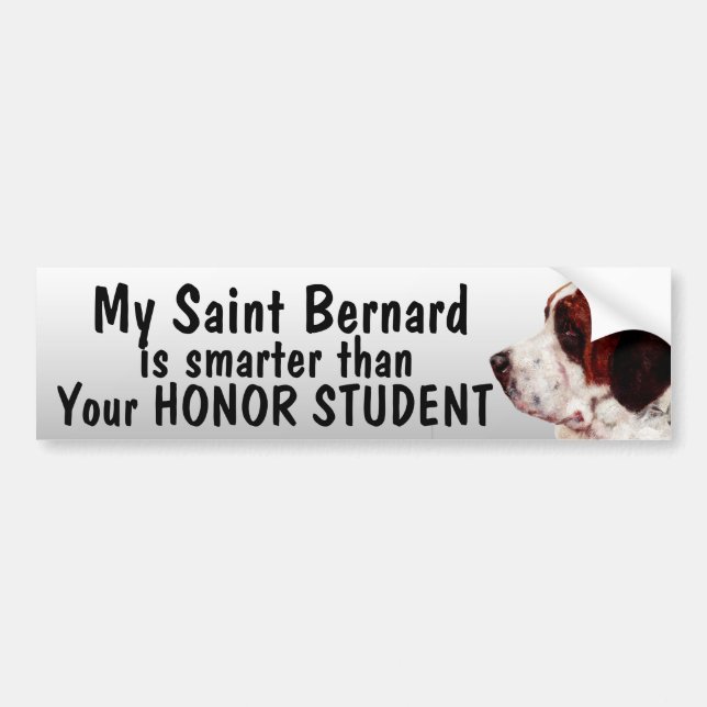 Saint Bernard smarter than honour student - funny Bumper Sticker (Front)