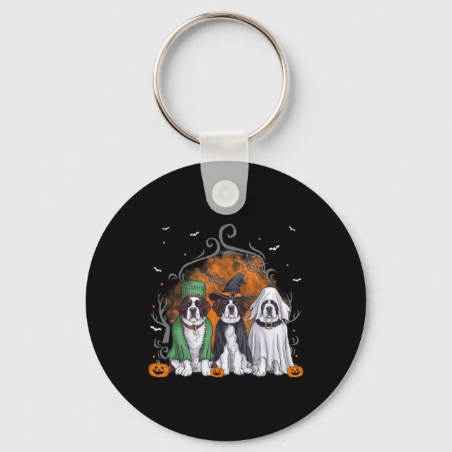Saint Bernard St. Bernard Dog Halloween Ghost Cost Key Ring (Front)