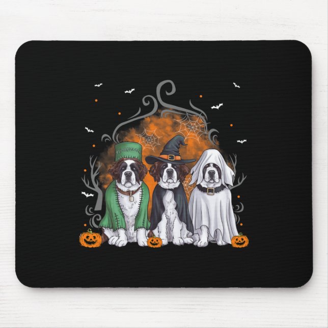 Saint Bernard St. Bernard Dog Halloween Ghost Cost Mouse Pad (Front)