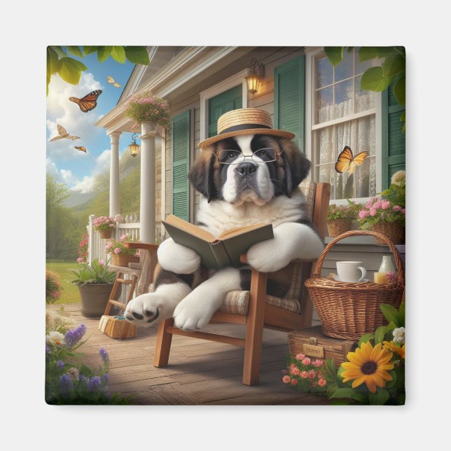 Saint Bernard theme 2 inch magnet  (Front)