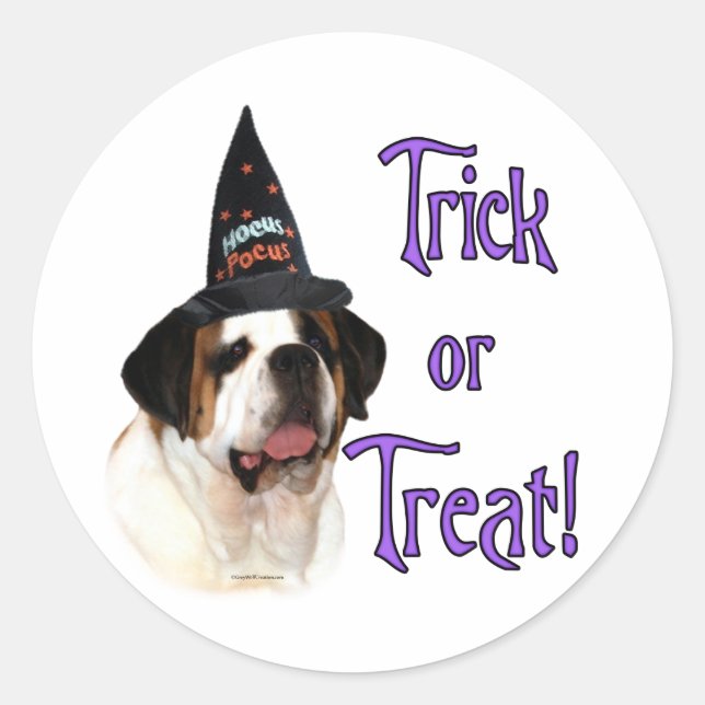 Saint Bernard Trick Classic Round Sticker (Front)