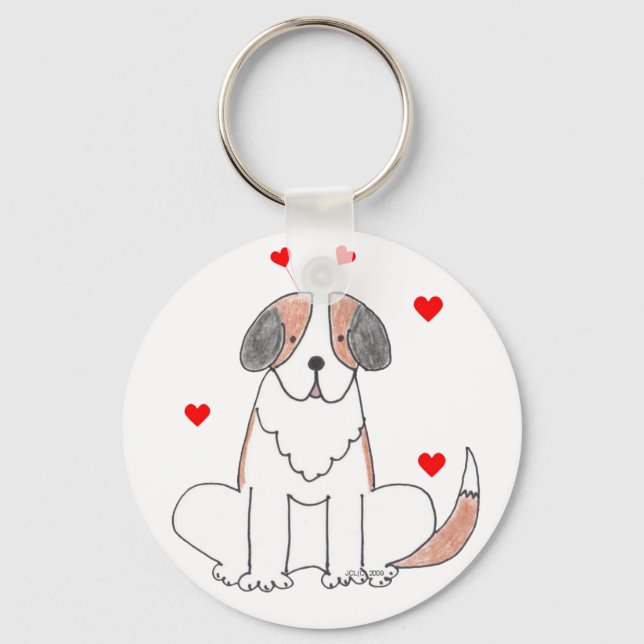 Saint Bernard Valentine Ears Key Ring (Front)
