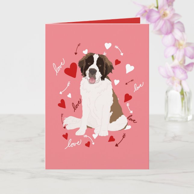 Saint Bernard Valentines Day Card (Orchid)