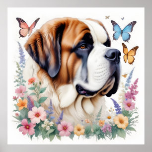 Saint Bernard Vintage Animal Nature Environment Poster
