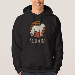 Saint Bernard Vintage Retro Classic Dog Sunset Hoodie