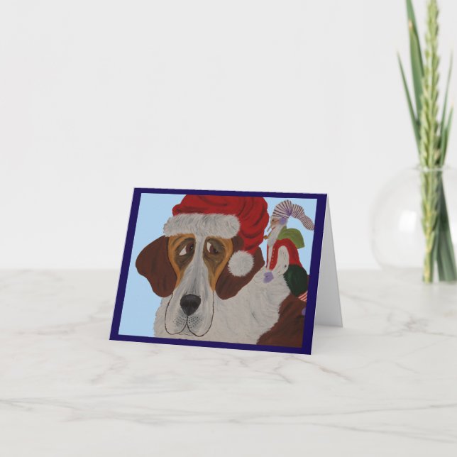 Saint Bernard with an elf  Card (Front)