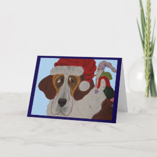 Saint Bernard with an elf Card