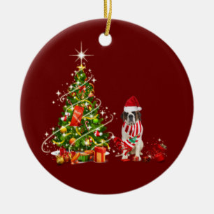 saint bernard With Hat Scaft Christmas Ceramic Tree Decoration