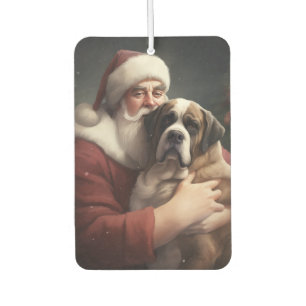 Saint Bernard With Santa Claus Festive Christmas Car Air Freshener