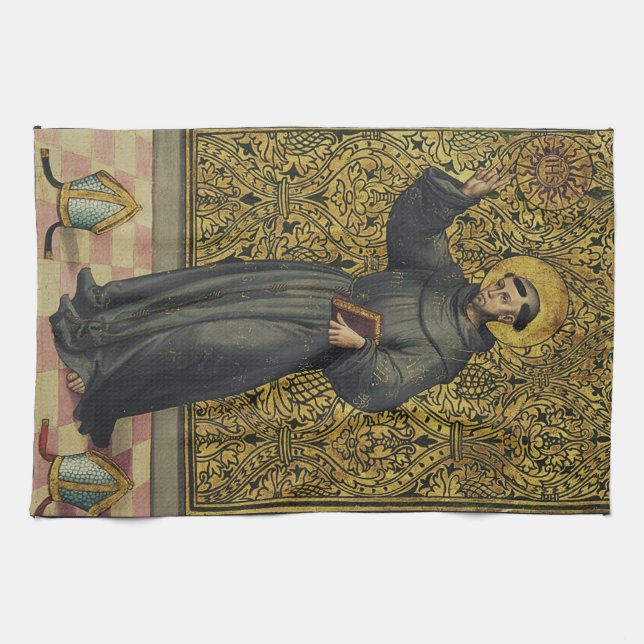 Saint Bernardino of Siena Tea Towel (Horizontal)