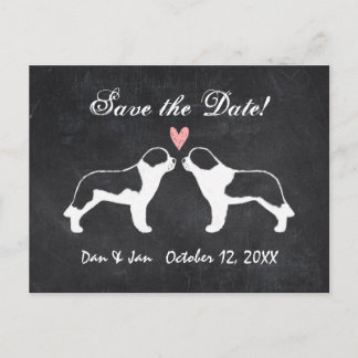 Saint Bernards Chalkboard Wedding Save the Date Announcement Postcard