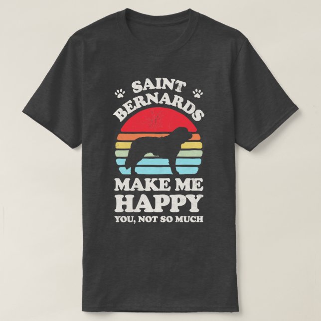 Saint Bernards Make Me Happy Sunset Retro for Men  T-Shirt (Design Front)