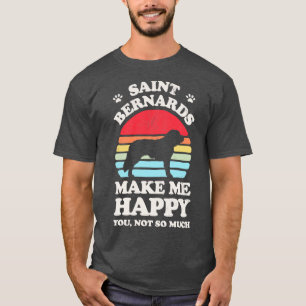 Saint Bernards Make Me Happy Sunset Retro for Men T-Shirt