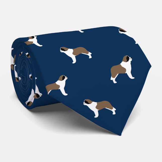 Saint Bernards Pattern Blue | Dog Lover's Tie (Rolled)