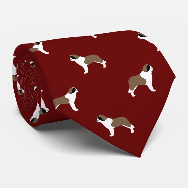 Saint Bernards Pattern Red | Dog Lover's Tie (Rolled)