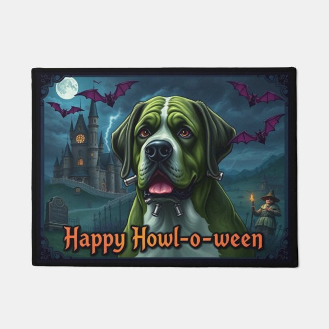 Saint Bernardstein Happy Howl-o-ween Doormat (Front)