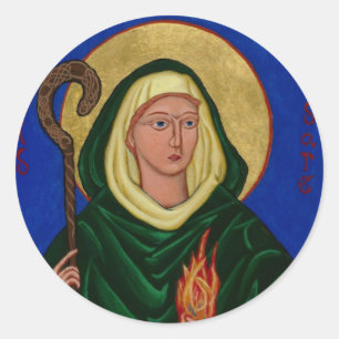 Saint Brigid with Holy Fire Classic Round Sticker