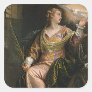 Saint Catherine of Alexandria in Prison Square Sticker