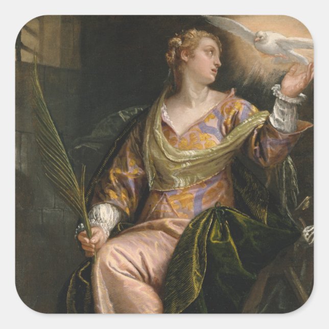 Saint Catherine of Alexandria in Prison Square Sticker (Front)