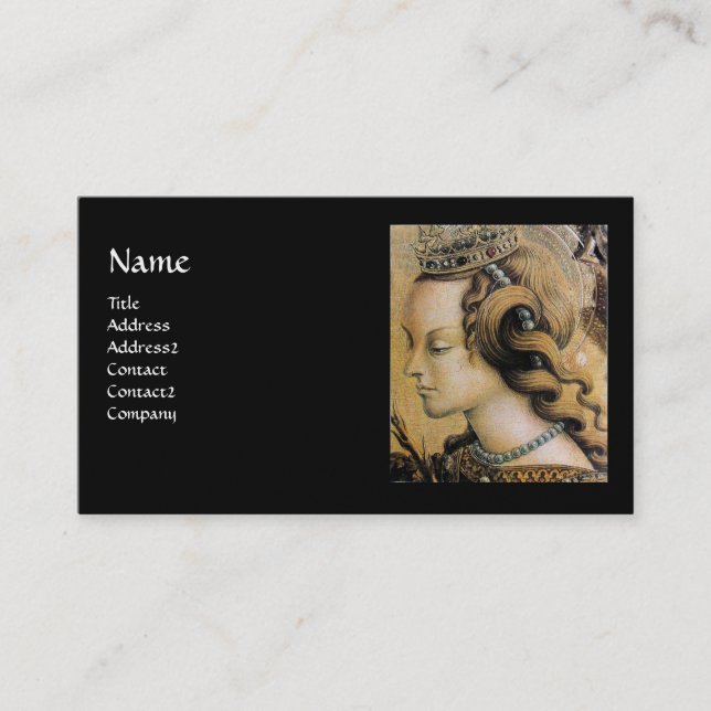 Saint Catherine of Alexandria Monogram black gold Business Card (Front)