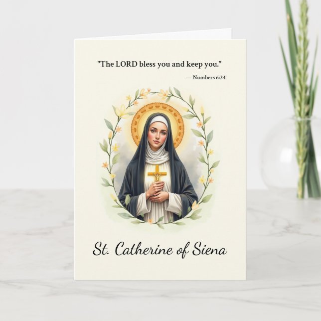Saint Catherine of Siena God’s Peace Scripture Card (Front)