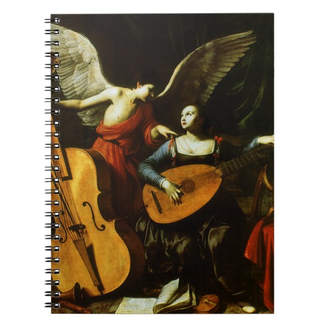 Saint Cecilia and the Angel by Carlo Saraceni Spiral Notebook (Front)