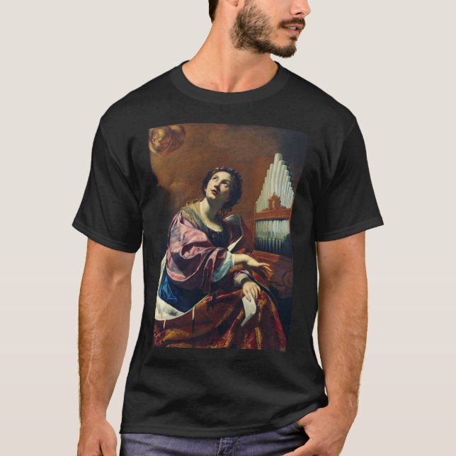 Saint Cecilia by Simon Vouet Fine Art Music Decor T-Shirt (Front)