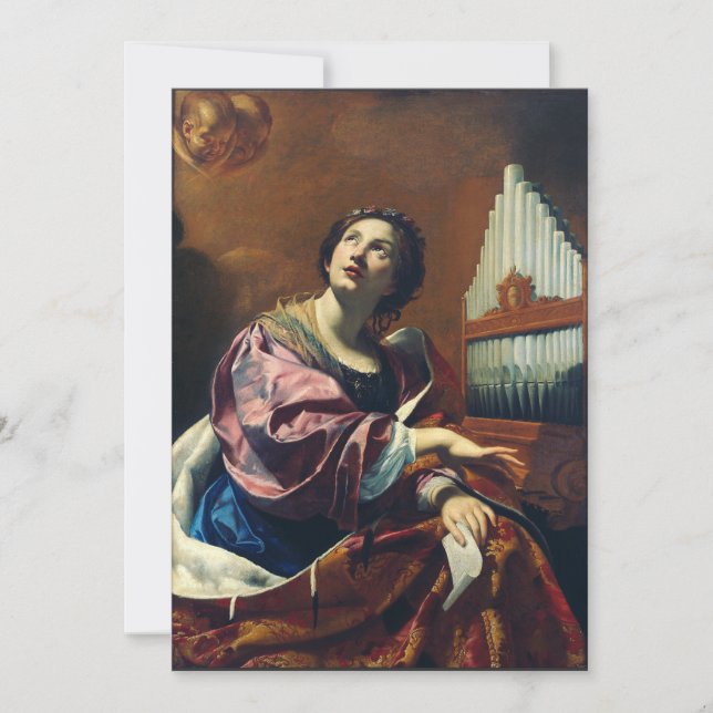 Saint Cecilia by Simon Vouet Holiday Card (Front)