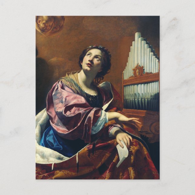 Saint Cecilia by Simon Vouet Holiday Postcard (Front)