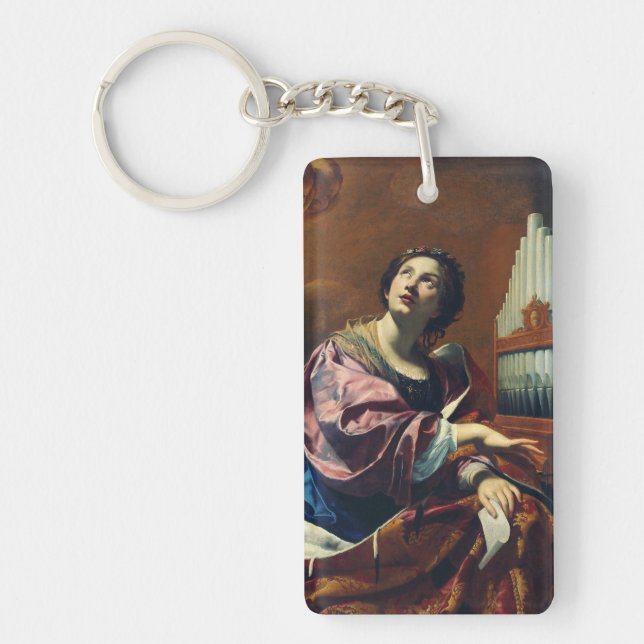 Saint Cecilia by Simon Vouet Key Ring (Front)