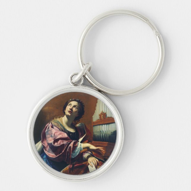 Saint Cecilia by Simon Vouet Key Ring (Front)