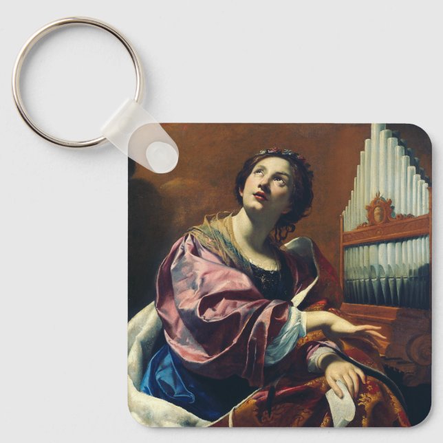 Saint Cecilia by Simon Vouet Key Ring (Front)