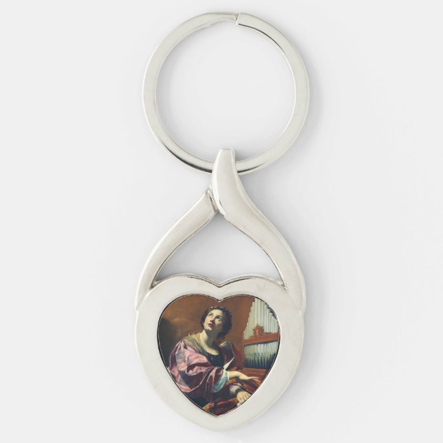 Saint Cecilia by Simon Vouet Key Ring (Front)