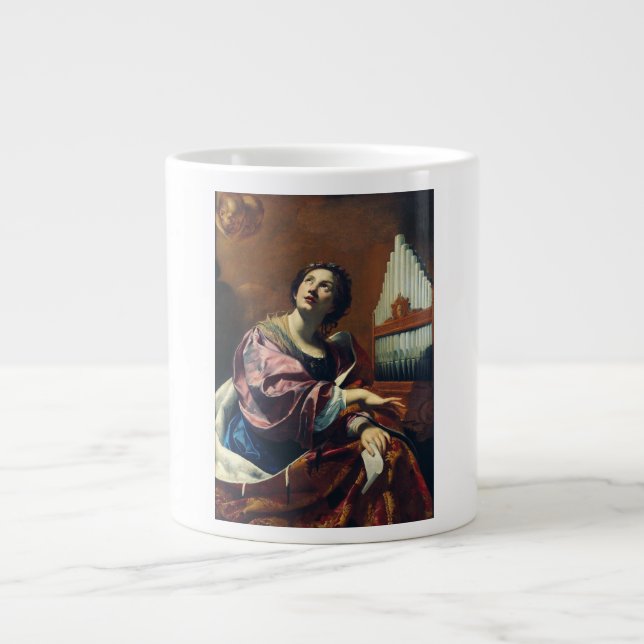 Saint Cecilia by Simon Vouet Large Coffee Mug (Front)