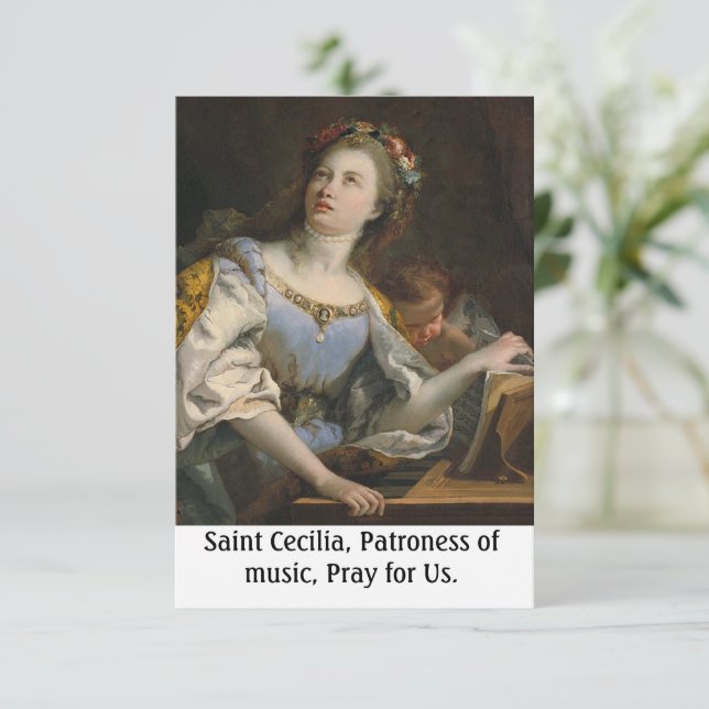 Saint Cecilia Customisable Holy Card (Standing Front)