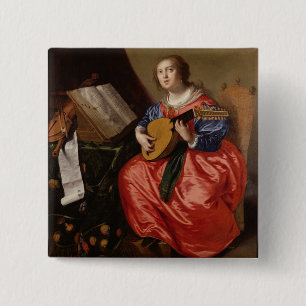 Saint Cecilia (oil on canvas) 15 Cm Square Badge