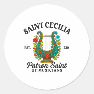 Saint Cecilia Patron Saint Of Musicians Catholic M Classic Round Sticker
