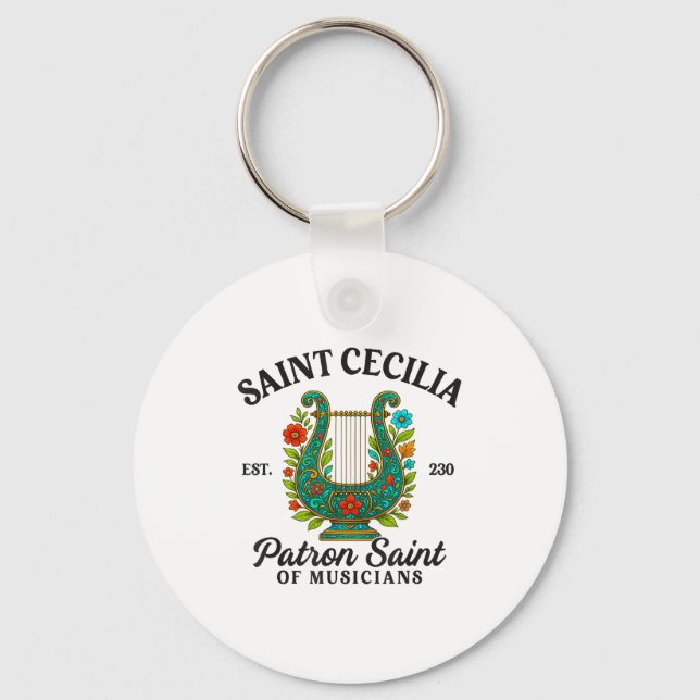 Saint Cecilia Patron Saint Of Musicians Catholic M Key Ring (Front)
