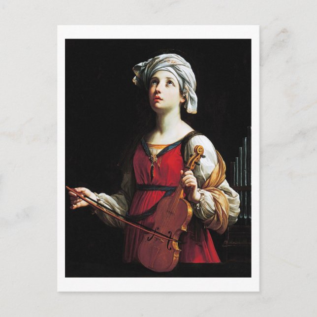 Saint Cecilia (St. Cecilia), Guido Reni Postcard (Front)