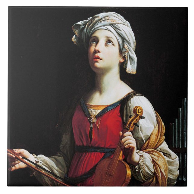 Saint Cecilia (St. Cecilia), Guido Reni Tile (Front)