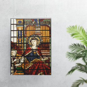 Saint Cecilia Stained Glass Poster