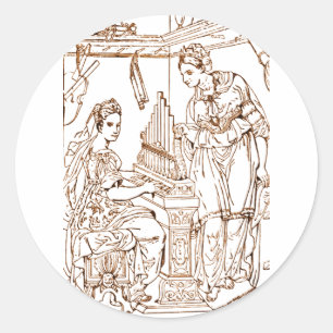 Saint Cecilia with Saint Catherine of Alexandria Classic Round Sticker