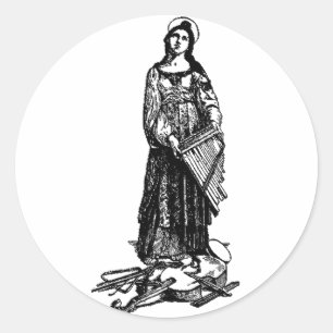 Saint Cecilia with violin by Raphael Classic Round Sticker