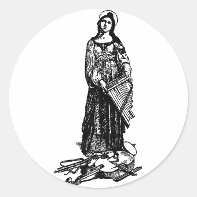 Saint Cecilia with violin by Raphael Classic Round Sticker (Front)