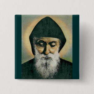 Saint Charbel Portrait 15 Cm Square Badge