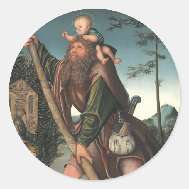 Saint Christopher by Hieronymus Bosch Classic Round Sticker (Front)