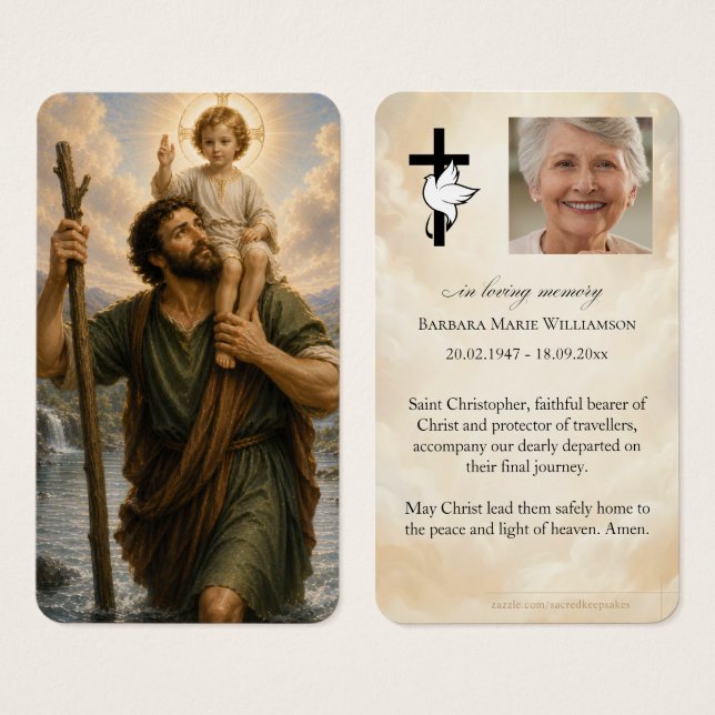 Saint Christopher Funeral Prayer Card (Front & Back)