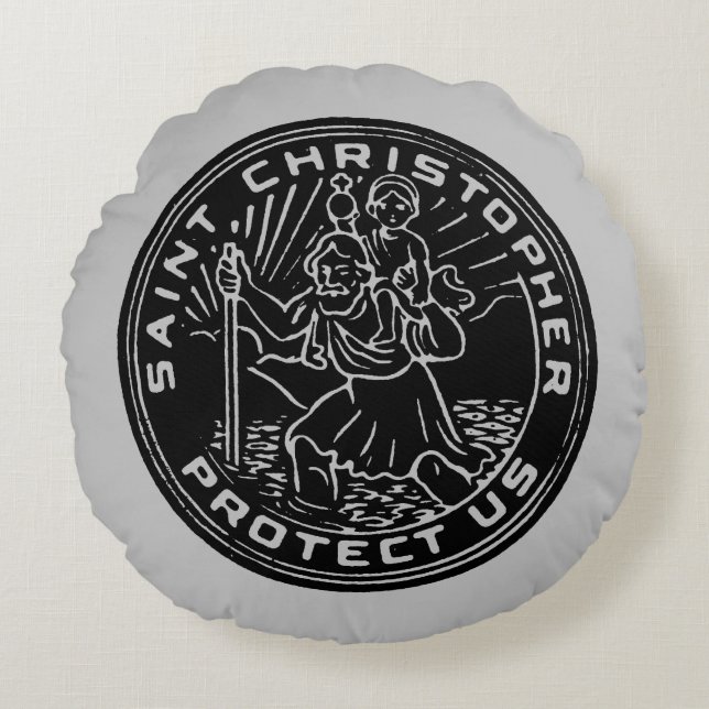 Saint Christopher Medal Round Cushion (Front)